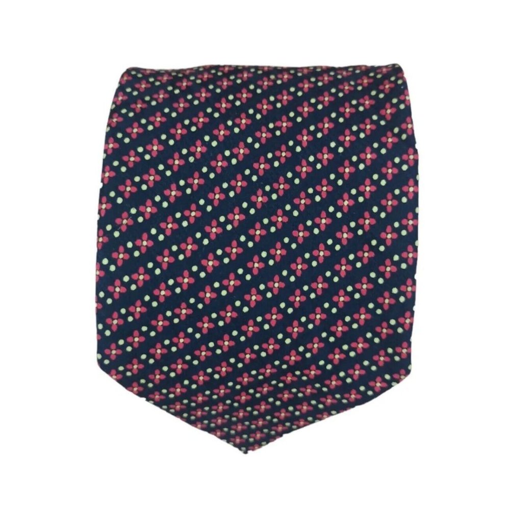 SANTOSTEFANO DI ITALO FERRETTI Navy Floral Silk Tie ITALY 59"/ 4" EC